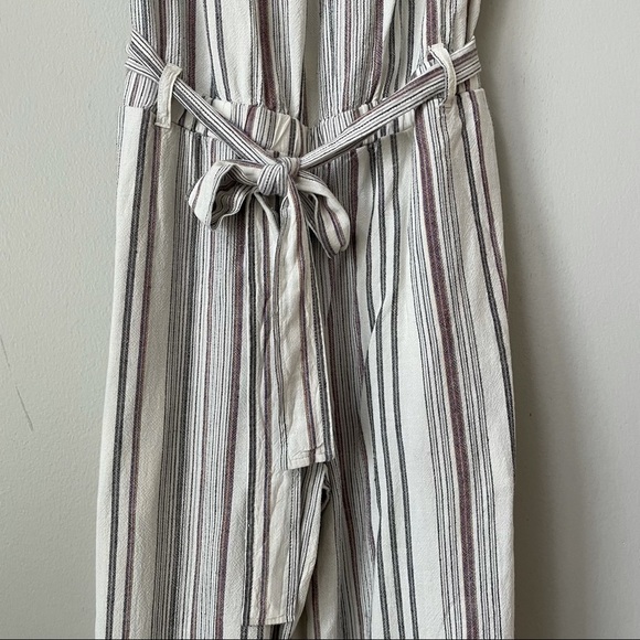 Cloth & Stone Anthropologie Striped Raw Edge Hem Jumpsuit Pantsuit Belter Romper - Picture 3 of 8